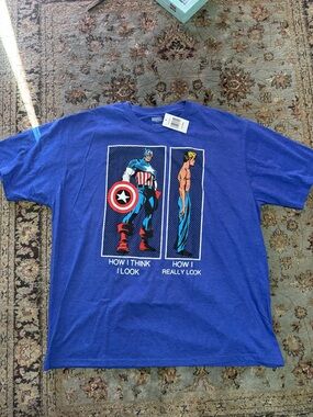 Marvel Captain America NWT Funny Graphic Tee Comic Superhero